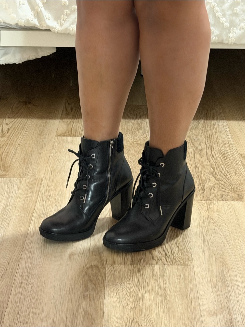 Michael Kors Black Lace-Up Block Heel Ankle Boots